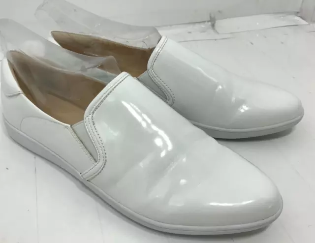 Nine West Lil Devil Size 9M White Patent Synthetic Slip-on Sneakers Shoes