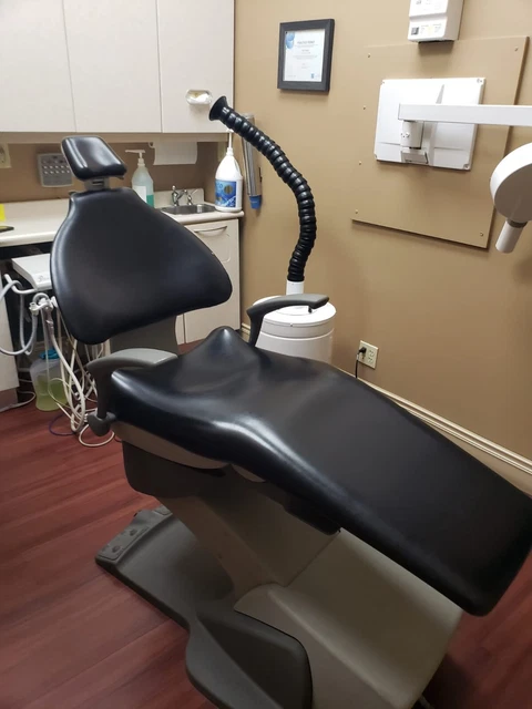 Dental Patient Exam Chair, Black Upholstery, Grey Base, Used