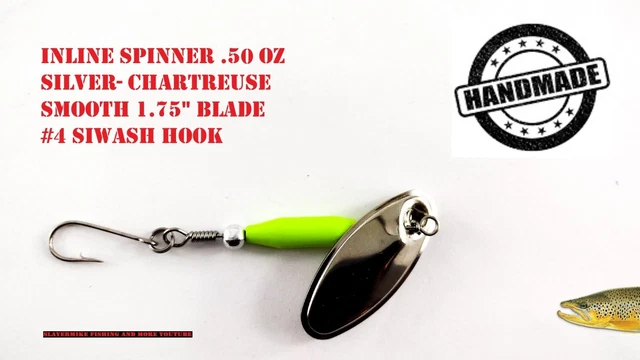 Inline Spinner .50 oz Chartreuse-Silver / Smooth 1.75" Blade / #4 Siwash Hook