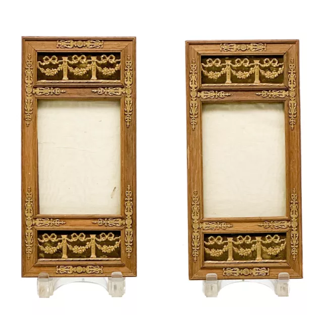 Pair French Empire Style Wood & Gilt Bronze Photo Frames 1st quarter 20th cen