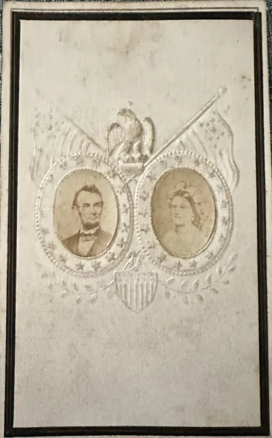 Antique CDV 1860s Civil War PRESIDENT ABRAHAM LINCOLN & MARY TODD Photo