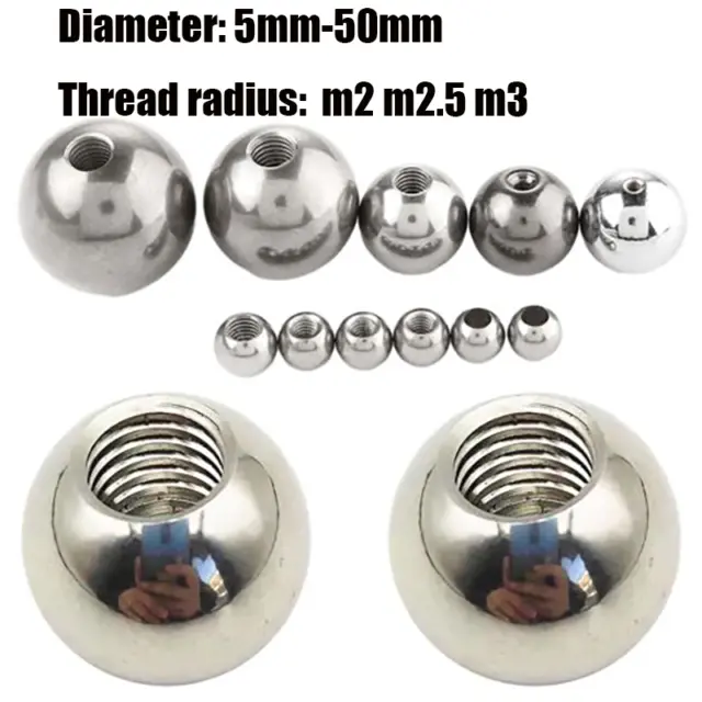 Thread Balls Bearing Round Ball Half-hole Stainless Steel M2,M2.5,M3 Dia 5-50mm