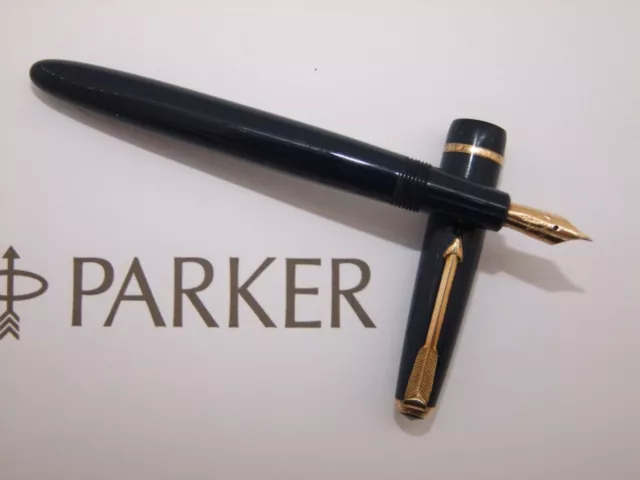 A Blue Parker Slimfold Fountain Pen, Medium 14K Nib, Serviced (L386)