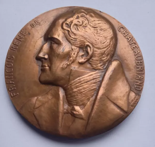 CHATEAUBRIAND FRENCH WRITER ART  MEDAL by GRANGER