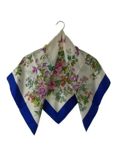 HERMES Floral   Scarf   Silk   WHT   Floral   Ladies