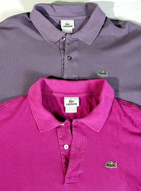 Lacoste Men's Short Sleeve Polo Shirt Lot of 2 Pink, Lavender sz 8 3XL