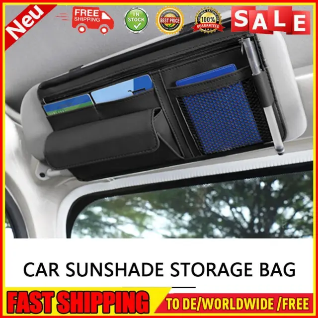 Custodia occhiali da sole organizer auto visiera solare porta carte bollette (nero)
