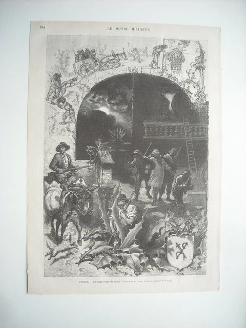 Dessin Original Au Crayon H. B. Garling, Temple En Sicile, 1845, Grand Tour
