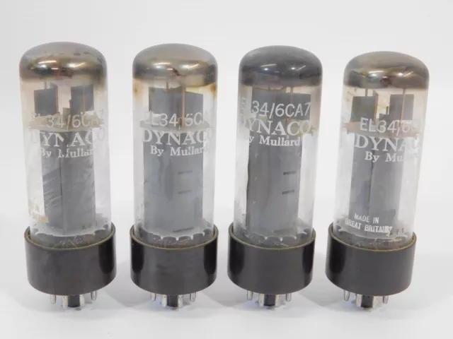 Mullard Dynaco EL34 6CA7 Vintage Xf1 1963 Fat Base Tube Quad (Amplitrex tested) Mullard Dynaco EL34 6CA7 Vintage Xf1 1963 Fat Base Tube Quad (Amplitrex tested)