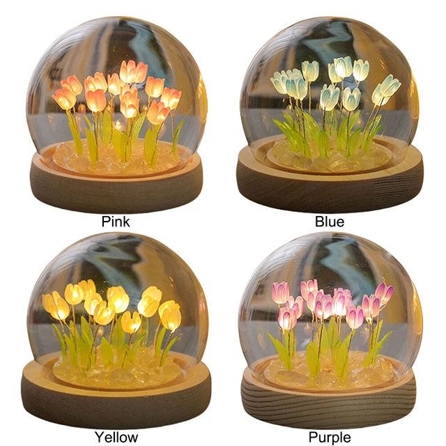 TABLE LAMP PLASTIC Artificial Flower Lamp Bedroom Decor Christmas