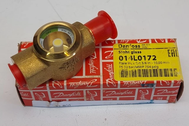 Danfoss Sight Glass SGP 10 N 014L0172 3/8 Flare Int x Ext 10mm 52bar 754psig