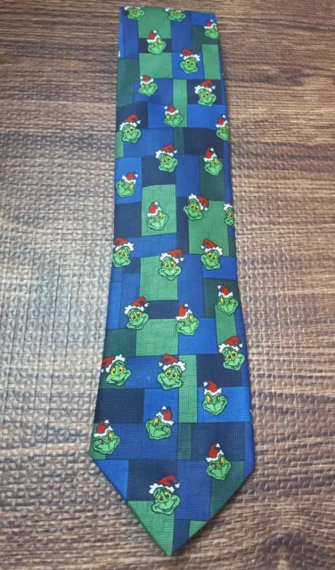 How The Grinch Stole Christmas Dr. Seuss Brand Men's Blue Green Holiday Necktie