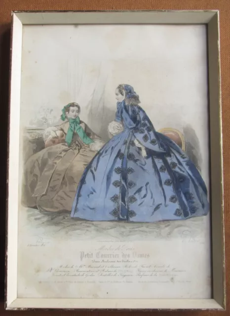 Modes De Paris Petit Courrier Des Dames 1858 F&G Hand Coloured Fashion Print
