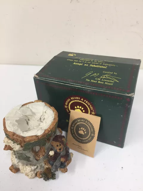 27721 Ambush At Birch Tree 1997 Boyds Bears Candle Holder Winter Christmas