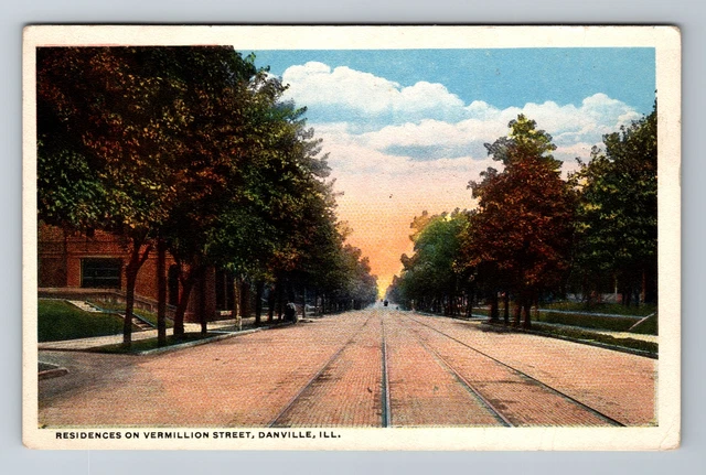 Danville IL- Illinois, Residences Vermillion Street, Advertise, Vintage Postcard