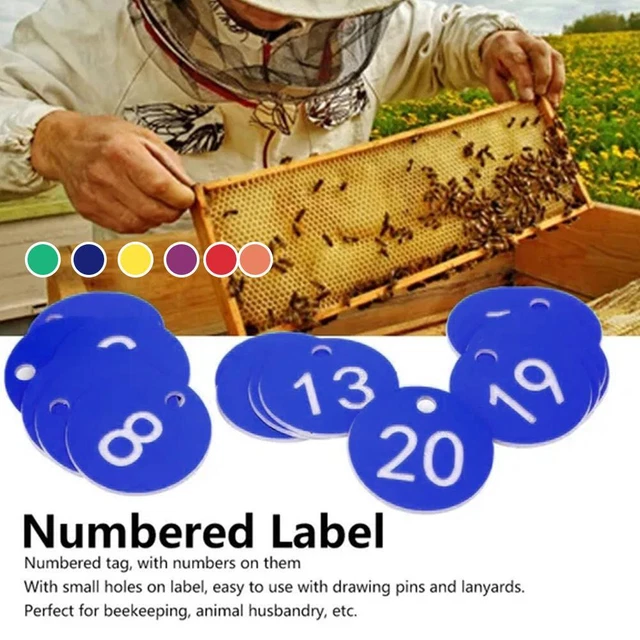 Round Numbered Label Farm Beehive Tag Beekeeping Box Livestock, Sequential T4D7