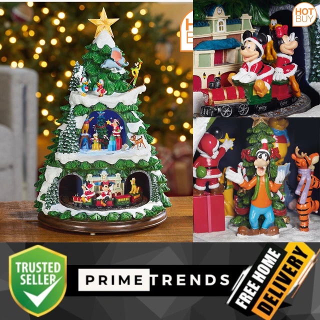DISNEY ANIMATED CHRISTMAS Tree Table Top Ornament with Light and 8