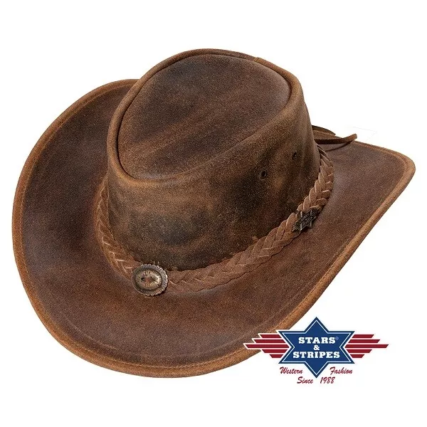 Hut Western Hat aus Leder Stars & Stripes Crazy Horse - Unisex