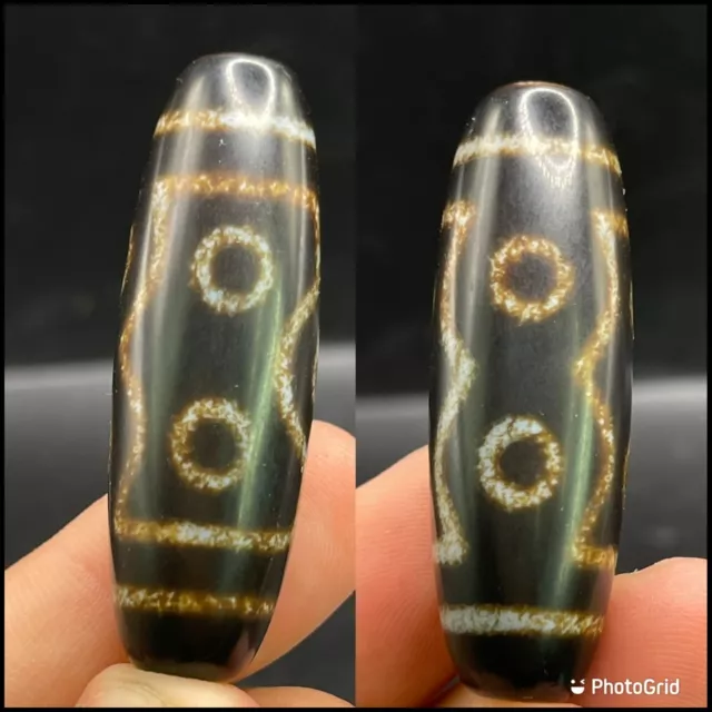 Fantastic Ancient Rare 7 Eyes 👀 Himalayan indo Tibetan Old Agate Dzi Bead