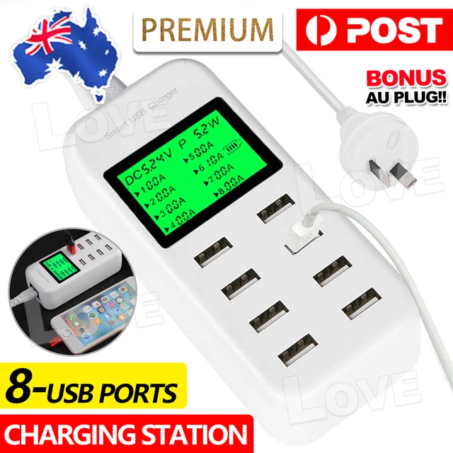 Charging Station 8 Port USB Hub AC Power Adapter Multi Dock 40W Phone Charger