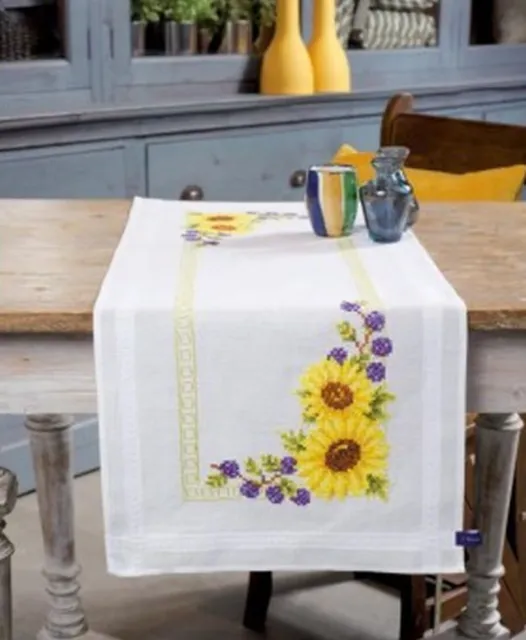 Vervaco Printed Table Runner Embroidery Package " Sunflowers " PN-0147030