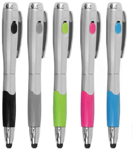 5pc 3-in-1 Capacitive Touch Screen Stylus + Ballpoint Pen + LED Flashlight iPad