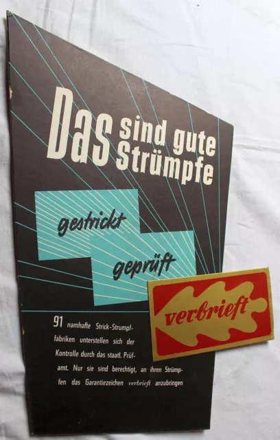 Altes Werbeschild Strümpfe verbrieft von ca.1940-50