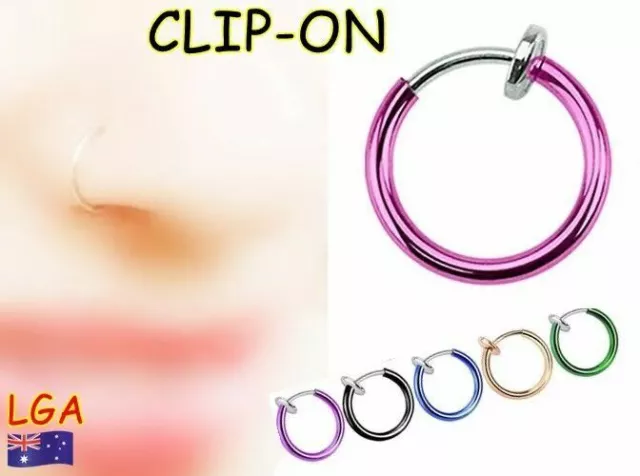 Unisex PURPLE Round Clip on Nose Rings Fake Earrings Lip Septum Lip Ring Helix