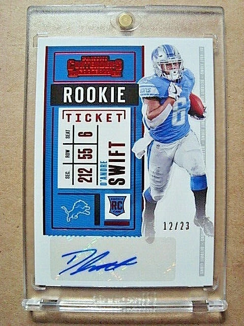 2020 D'Andre Swift Panini Contenders Red Rookie Ticket Autograph RC /23 MINT