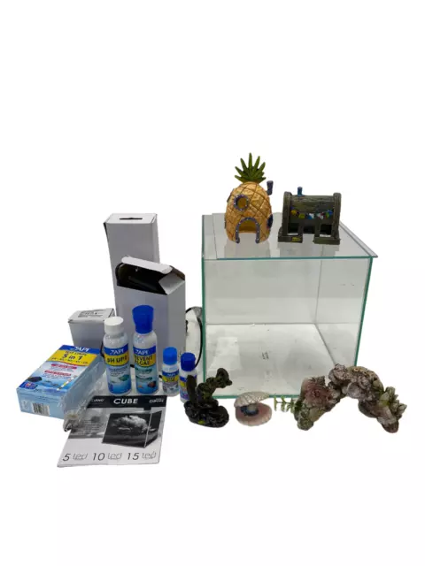Ciano Cube Aquarium 15 with LED Light Lid 14.5L Fish Tank With Extra Things