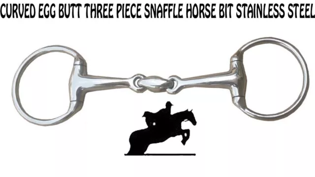 Eggbutt Curved Stainless Steel Double Jointed Lozenge Snaffle Horse Bit 5" To 6"