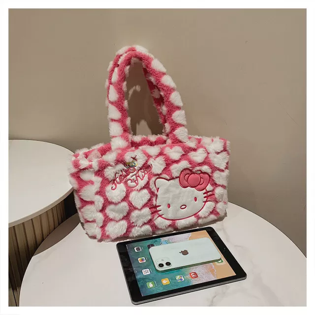 NEW Women Plush Handbag Pink Hello Kitty Shoulder Bag Students Tote Bag Shopping