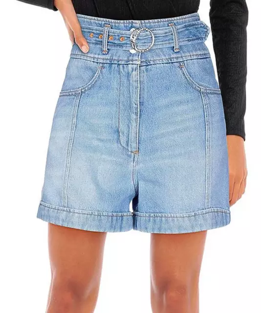 Just Cavalli High Waisted Belted Denim Shorts 26 NWT $399