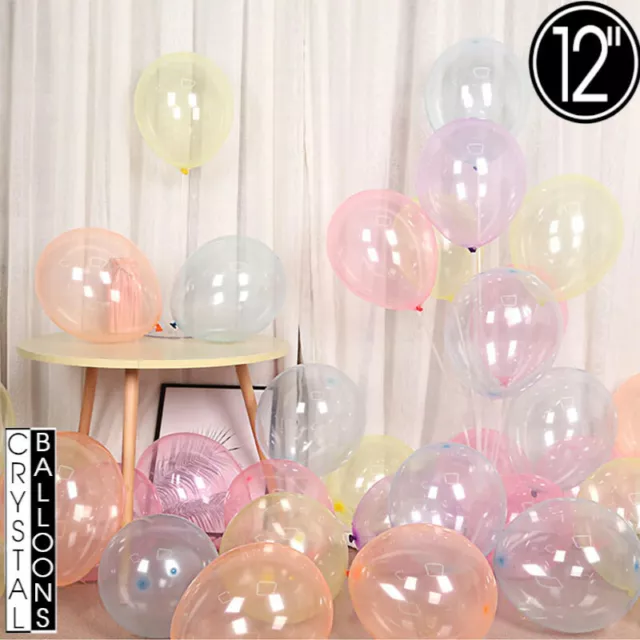 CLEAR COLOR SEE THROUGH BALLOONS 12" Large Helium Quality Wedding Decorations UK