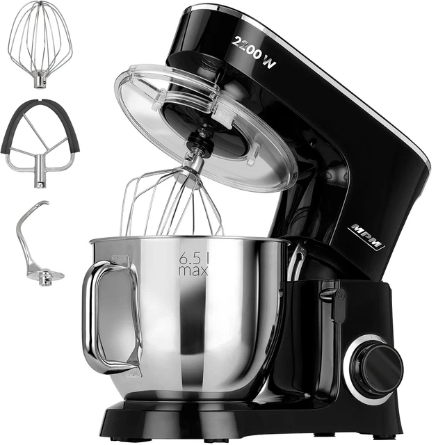 Robot Pâtissier Eisenbach 1200W Noir/rouge – Bol 3,5L + Fouet, Batteur, Crochet