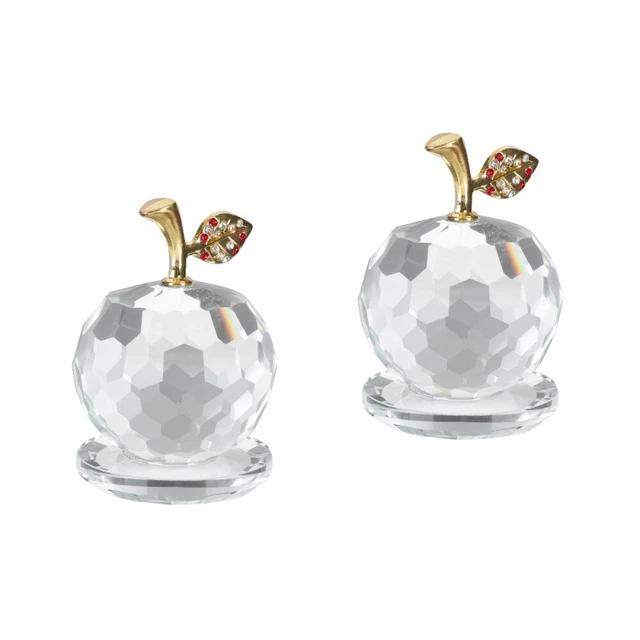 2 Pcs Kristall-Apfel-Ornament Weißer Glasfigur Decoraciones Para Sala Casa