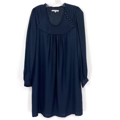 Paul & Joe Sister Womens 40 US 8 Blue Silk Long Sleeve Dress Button Details