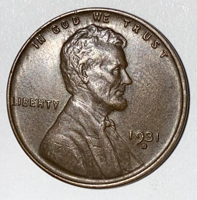 1 US Lincoln Wheat Cent Penny Roll AU 1931-D/1920-S (50 Coins) Old Vintage