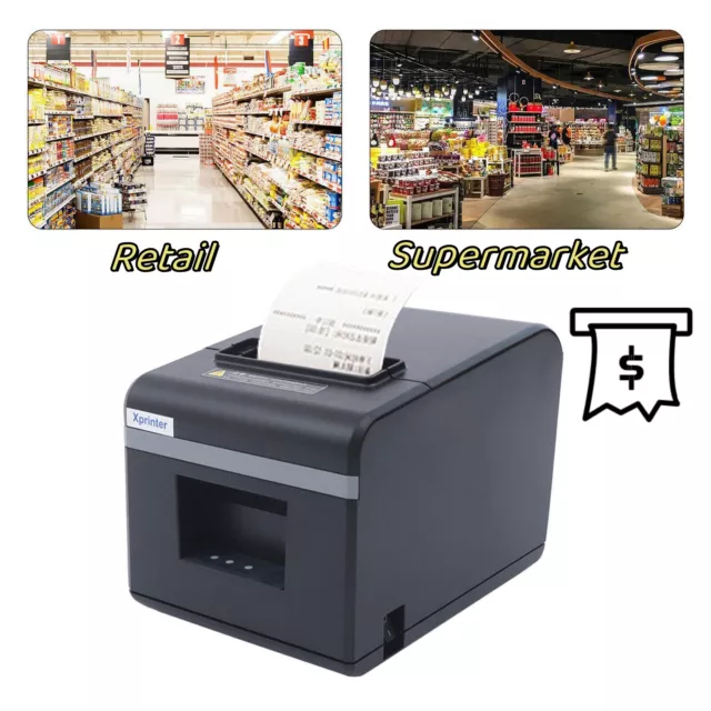 80MM Thermal POS Receipt Printer With Auto Cutter, USB Serial Cash Drawer Port