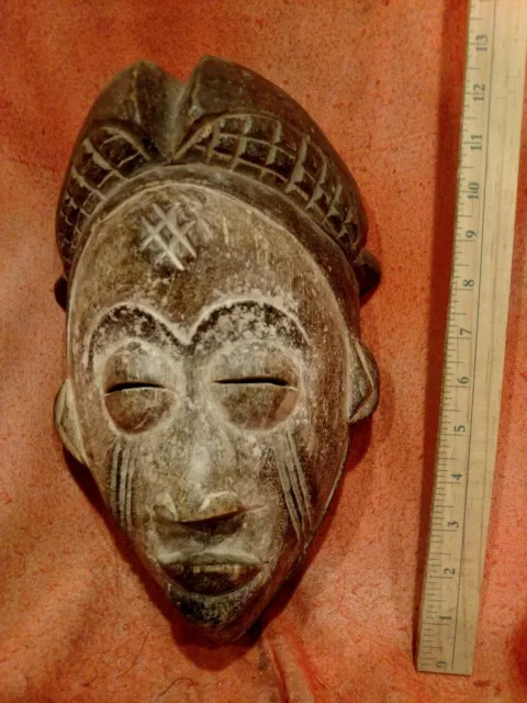 Portrait Mask with White Colorant Highlights — Authentic Carved Wood African Art