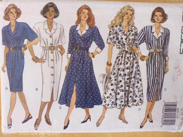 Butterick Sewing Pattern #6698-Misses' DRESS-5 Styles-Size: 12-16-UNCUT