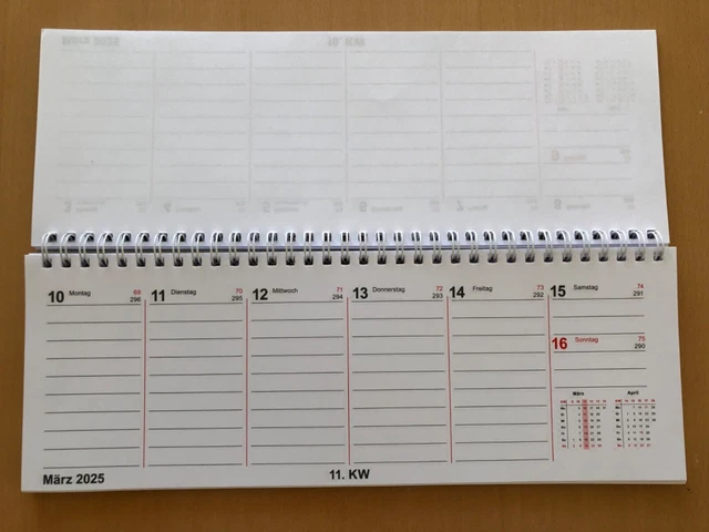 TISCHKALENDER 2025 QUERKALENDER Wochen Kalender Terminplaner Monat