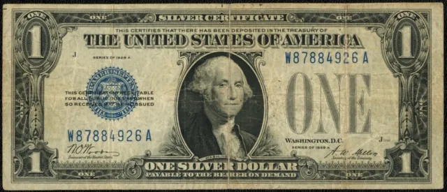 1928 A $1 One Dollar Funnyback Silver Certificate Note Fr#1601