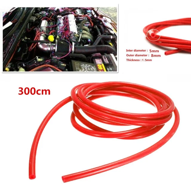 Tuyau Silicone Vide 5 Mètres – Diamètre 4 Mm – Universel Pour Pompe, Manomètre, Turbo, Lavage Auto – Résistant Haute Température