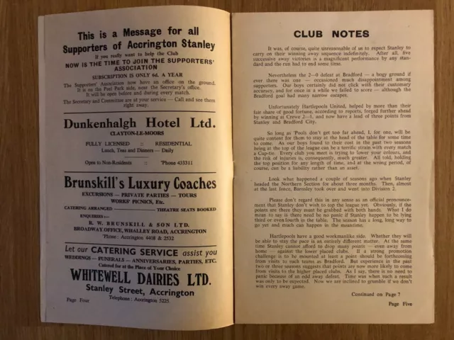 Accrington Stanley versus Halifax Town 20th October 1956 Division 3 (North) 3