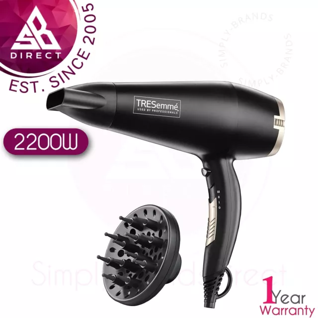 Tresemme 5543 Salon Professional Diffuser Hair Dryer│3 Heat/Speed│2200W│InUK