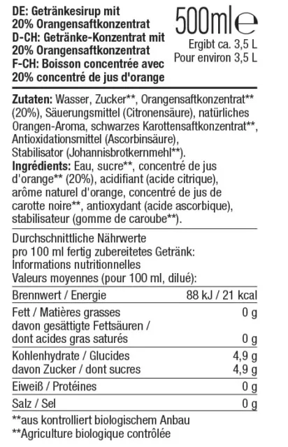 Sodastream Bio Getränkesirup Orange 500ml mit -45% Zucker (6er Pack) 2