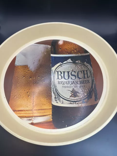 VINTAGE BUSCH PLASTIC BEER SERVING TRAY 13" BAR MANCAVE HOME DECOR 1970s