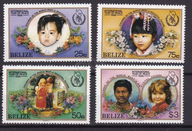 Belize Mnh Mint Stamp Set 1986 International Year Of Peace Sg 957-960