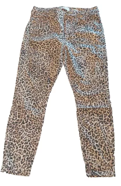 jen7 by 7 for all mankind High Rise Leopard Print Ankle Skinny Jeans 12 Mob Wife